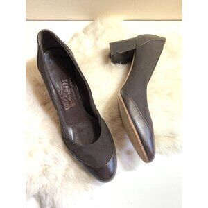 Ferragamo Brown Leather Heel Shoe 8.5